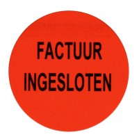 F913 rol @ 2.000 etiketten permanent rond 35 mm fluor rood met zwart bedrukt factuur ingesloten F913 rol @ 2.000 etiketten permanent rond 35 mm fluor rood met zwart bedrukt factuur ingesloten